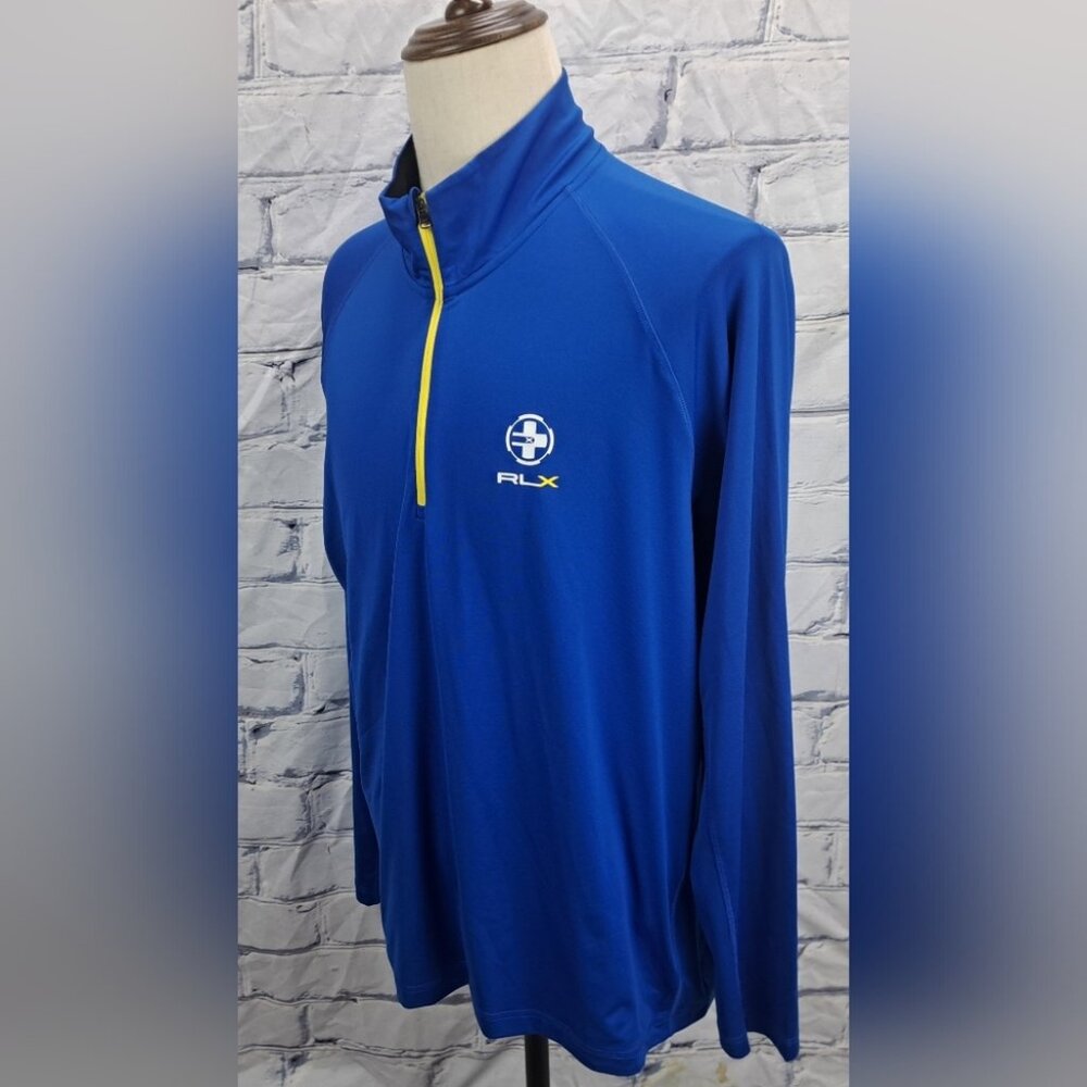RLX Ralph Lauren Men's Half Zip Performance Jacket Pullover Blue Golf XXL 2XL